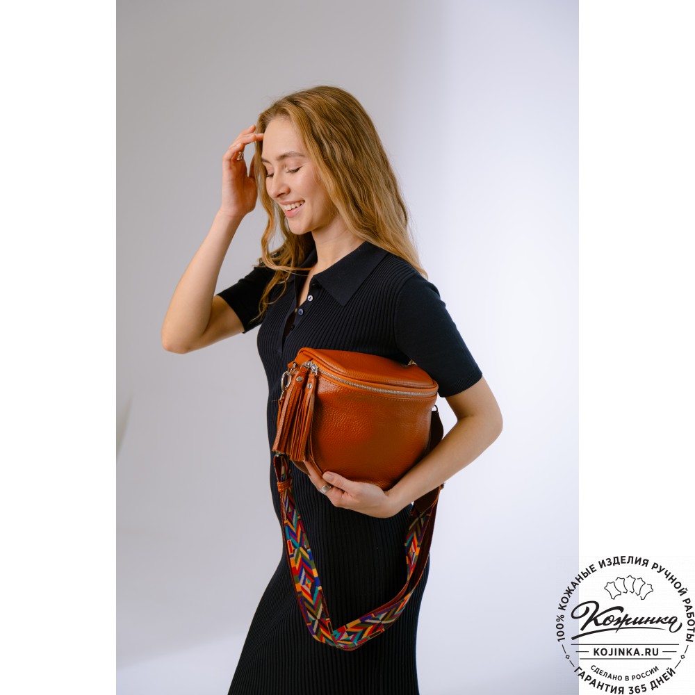 Женская кожаная сумка "Либерти" (рыжая)